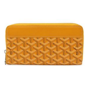 GOYARD Matignon GM Wallet, Round Long Herringbone Pattern, PVC and Leather, Y...